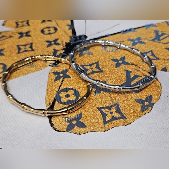 NEW 🌟 Gold Or Silver Bamboo Bangle Bracelets - Picture 12 of 12